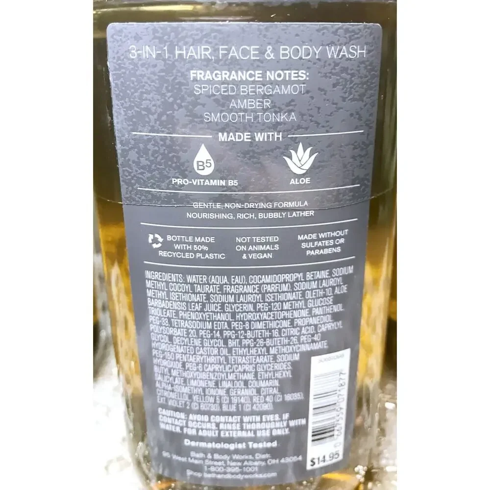 Bath & Body Works AFTER DARK Men's 3-in-1 Hair Face Body Wash Shower Gel x5